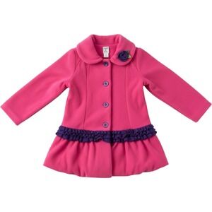 Mack & Co Ruffle Fleece Coat Hot Pink Purple 6X Rose Applique Bubble Hem NWT